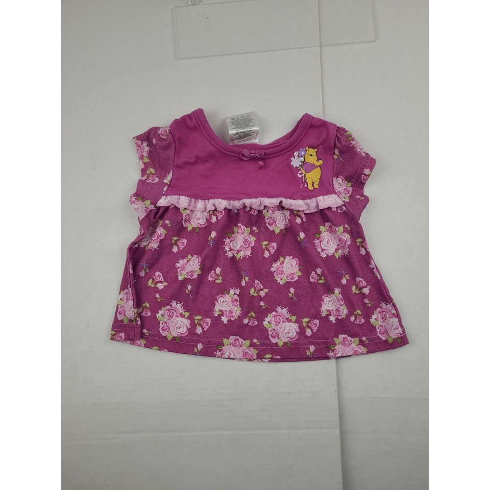 Winnie the Pooh Shirt Pink Baby Girl‎ Size 18 Months Purple Ruffle Flower Skirt